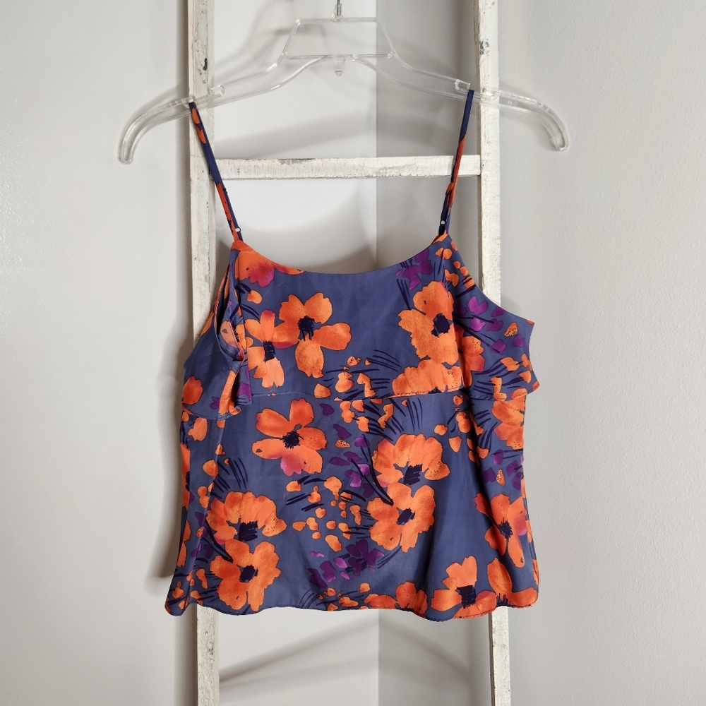 MM Couture top NWT womens Large fall floral keyhole tank